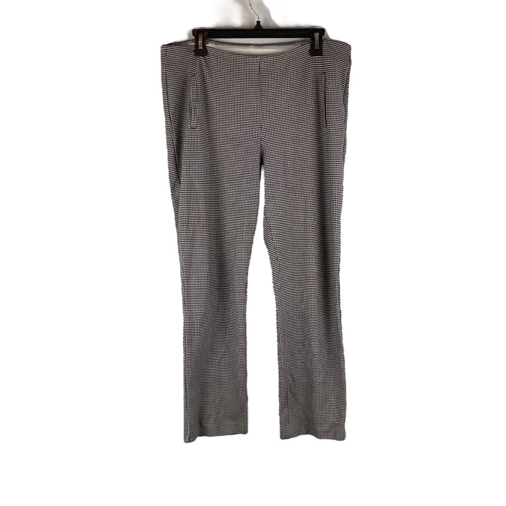 Chico’s Juliet Straight-Leg Pants Houndstooth Print Black White Size Large